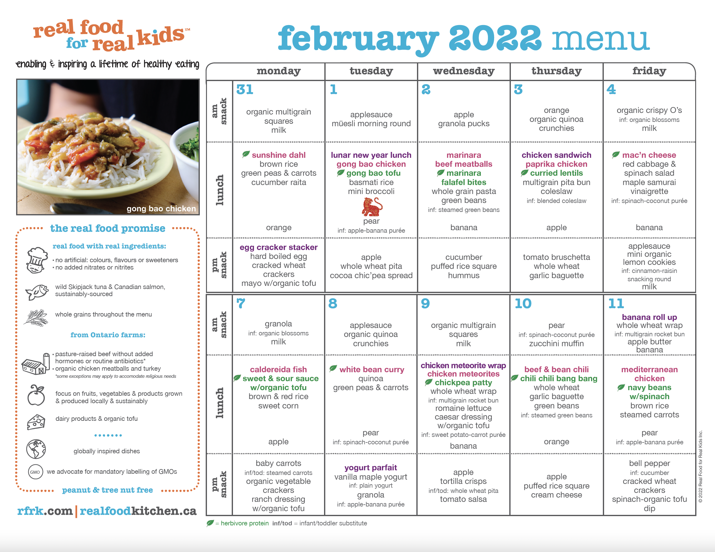 Atelier Kids Childcare Centre Menu for February 2018 Page 1
