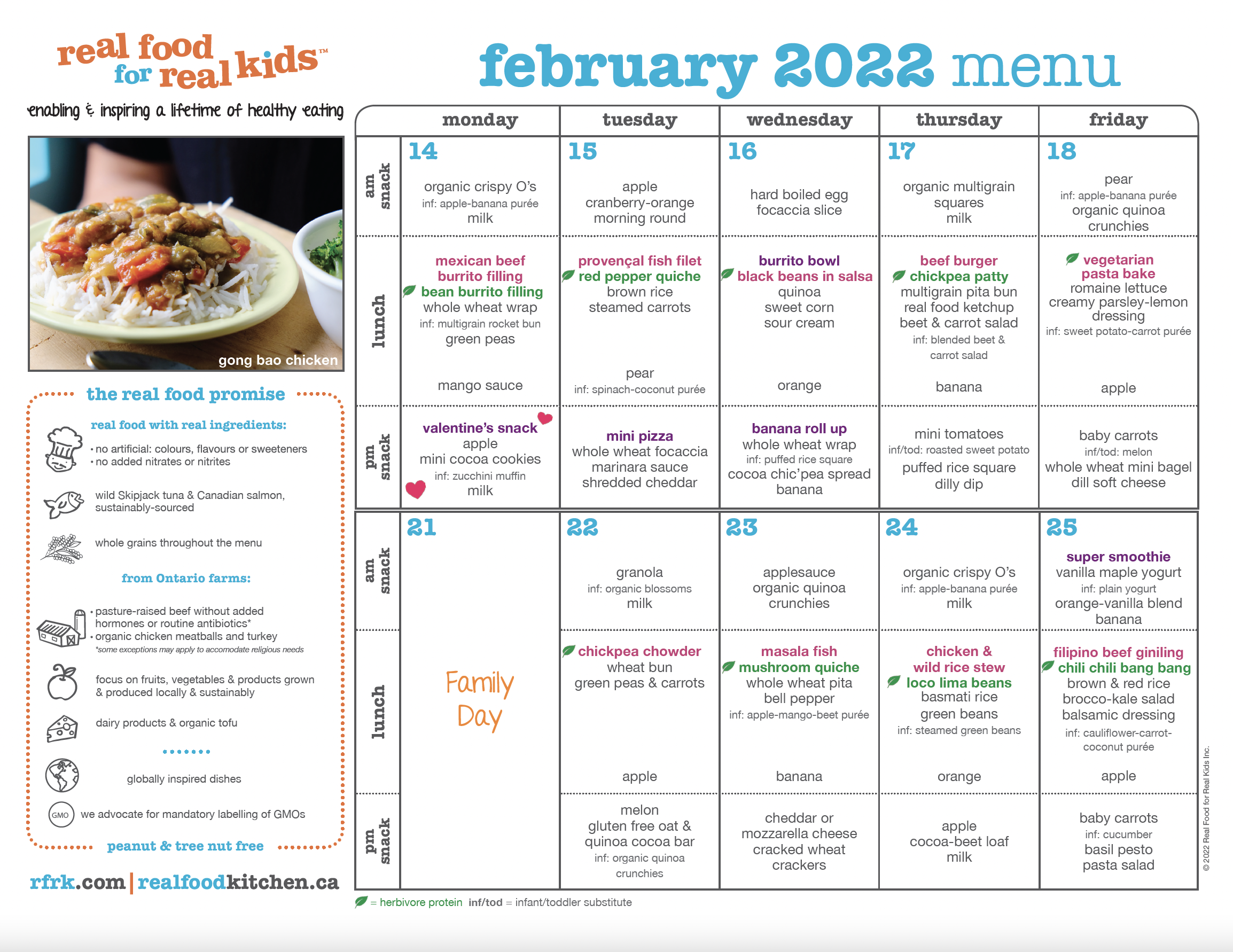 Atelier Kids Childcare Centre Menu for February 2017 Page 2